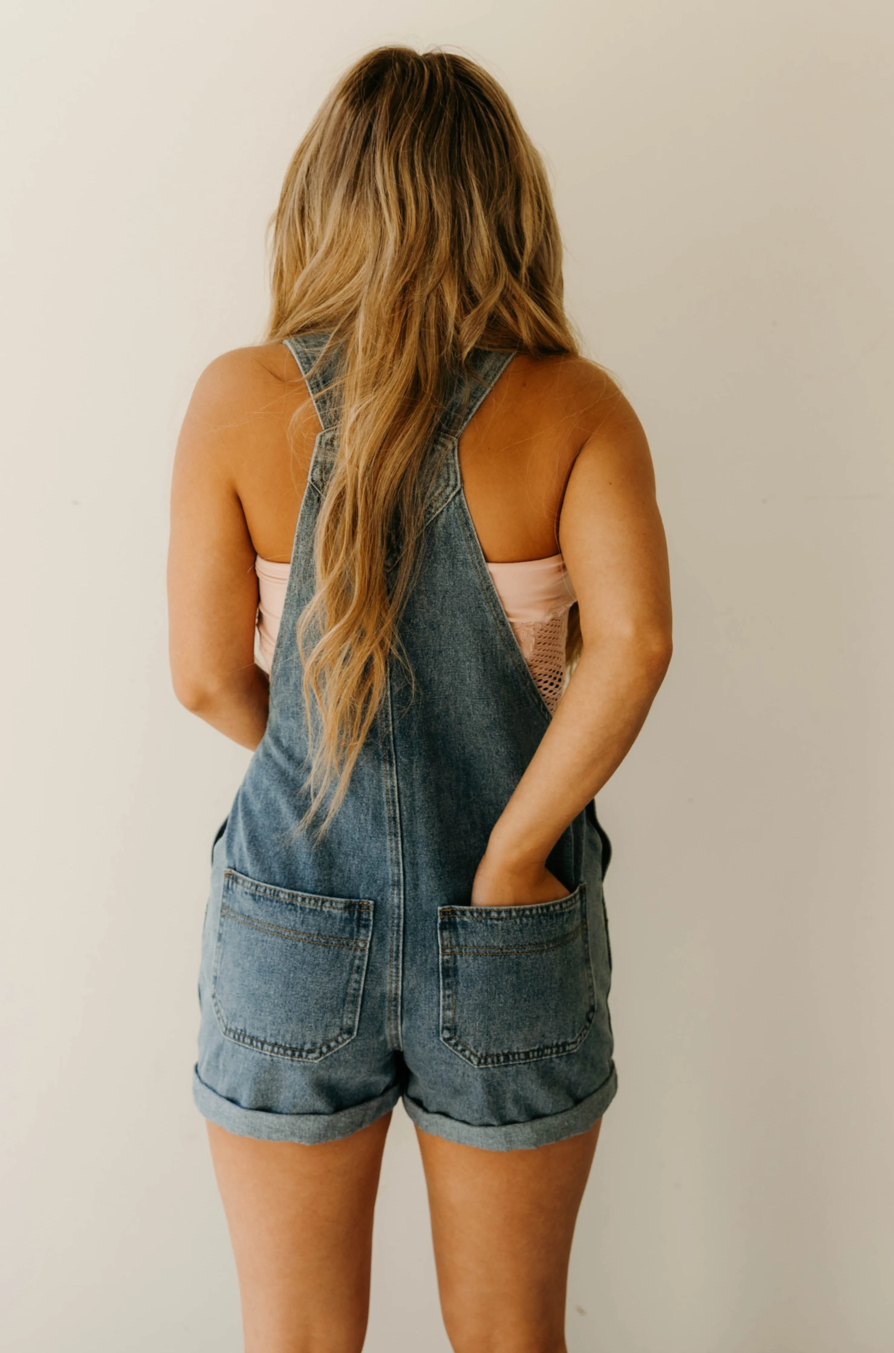 Payton Rolled Hem Overall Shorts