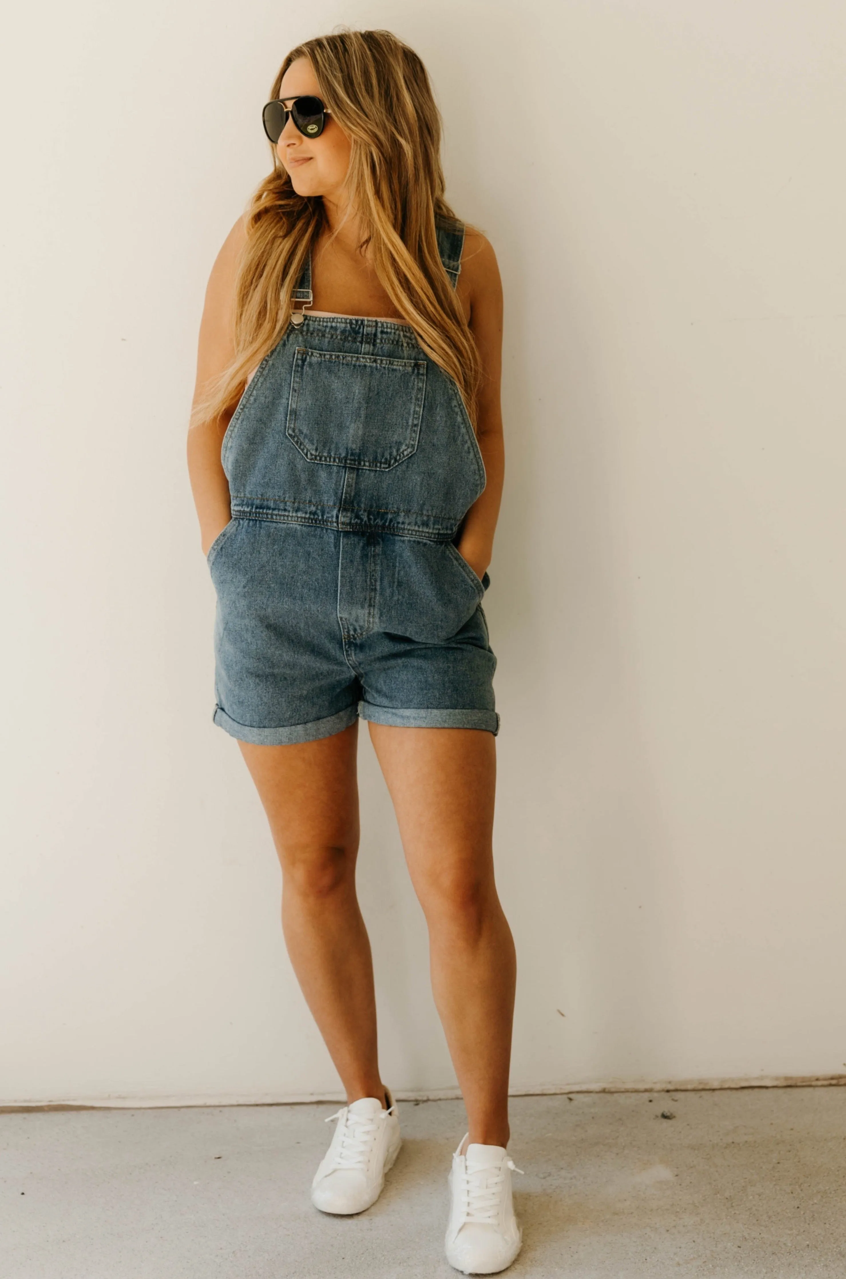 Payton Rolled Hem Overall Shorts