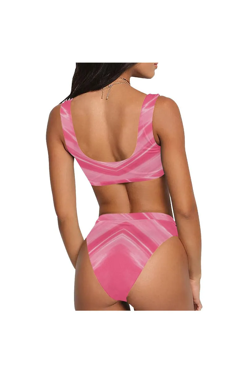 pink 3a Sport Top & High-Waisted Bikini Swimsuit (Model S07)