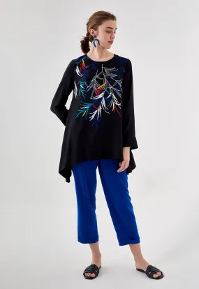 Printed Asymmetric Hem Blouse