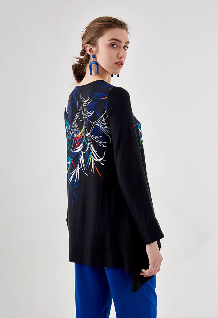 Printed Asymmetric Hem Blouse