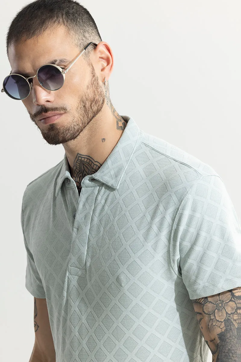 Quad Zig Mint Green Polo T-Shirt