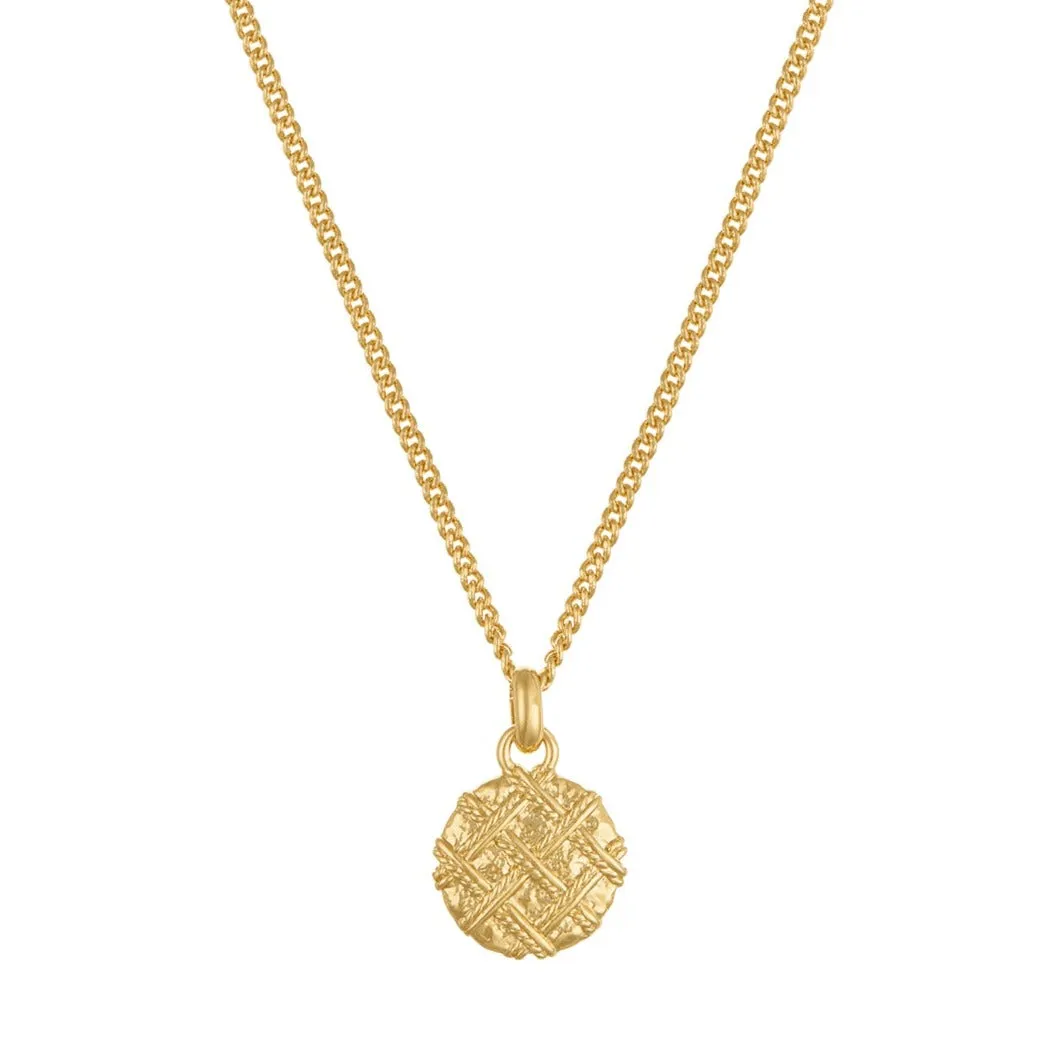 Quilted Texture Medallion Necklace