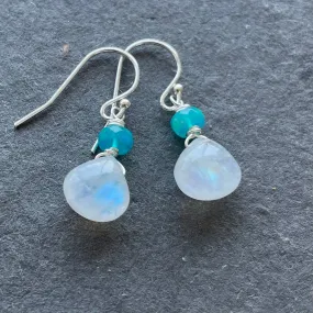 Rainbow Moonstone and Paraiba Opal Dangles, metal options