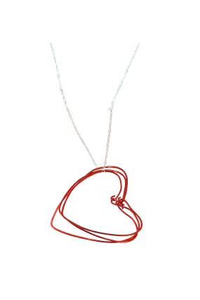 Red Hearts Necklace on a Silver Chain