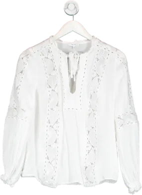 REISS White Lace Insert Tunic Top UK 4