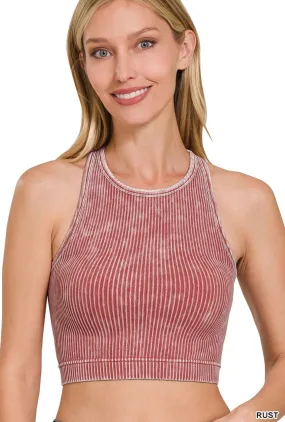 Rust Washed Ribbed Racerback Top NTW-6283A