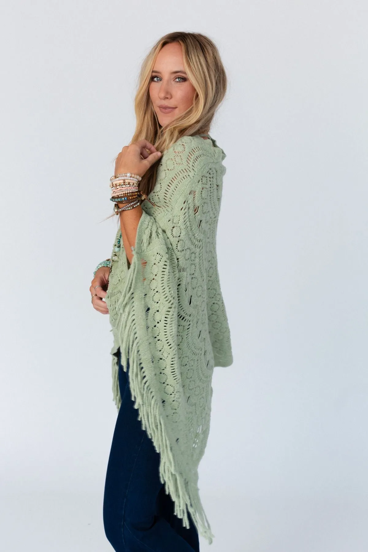 Sea Beyond Lace Poncho - Sage