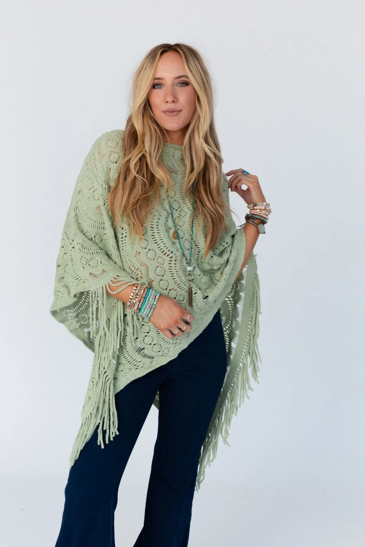 Sea Beyond Lace Poncho - Sage