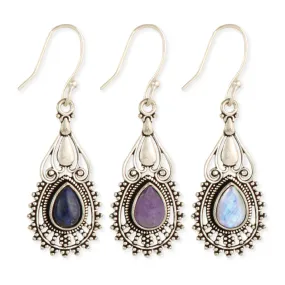 Silver Stone Teardrop Earrings