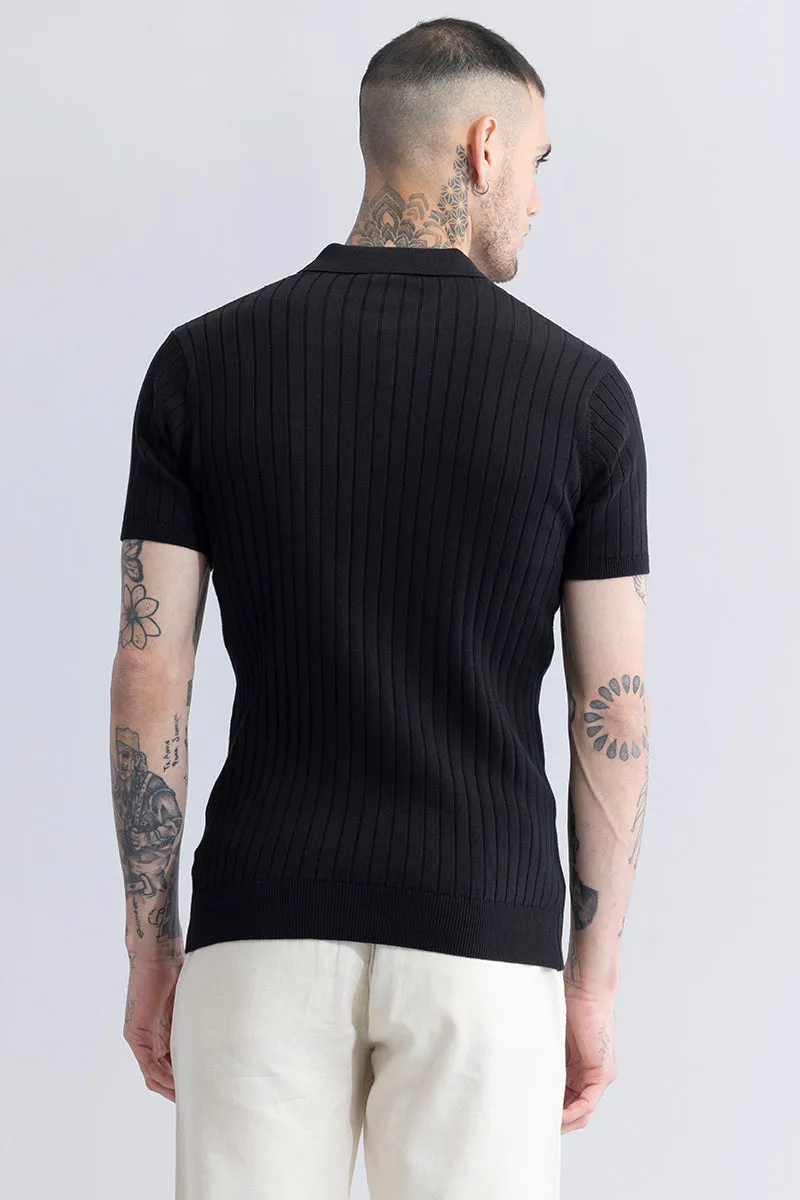 Sleek Striped Black Polo T-Shirt