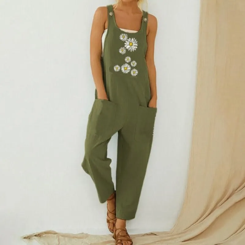 Sleeveless Design Playsuit - Daisy green