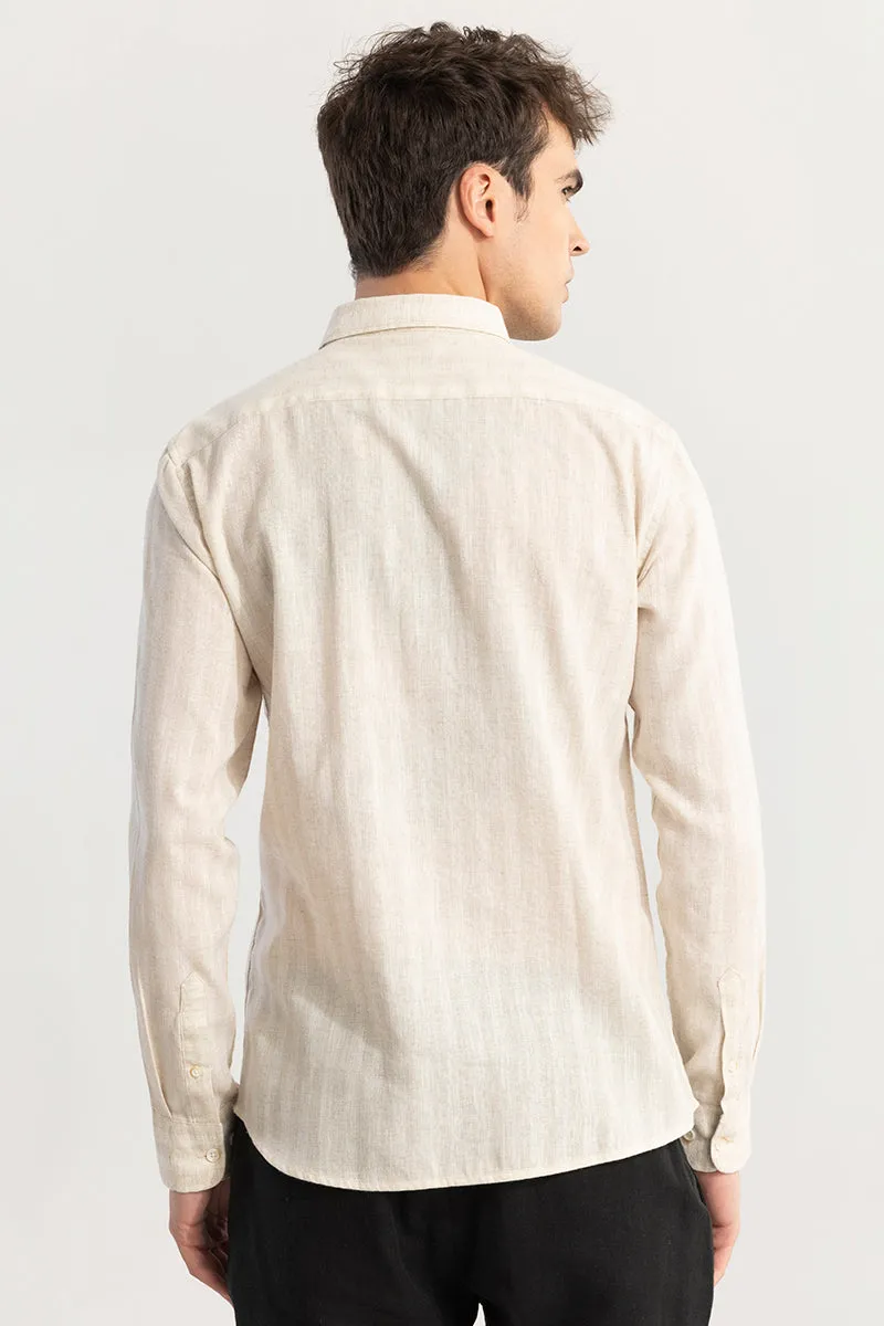 SlimStripe Beige Linen Shirt