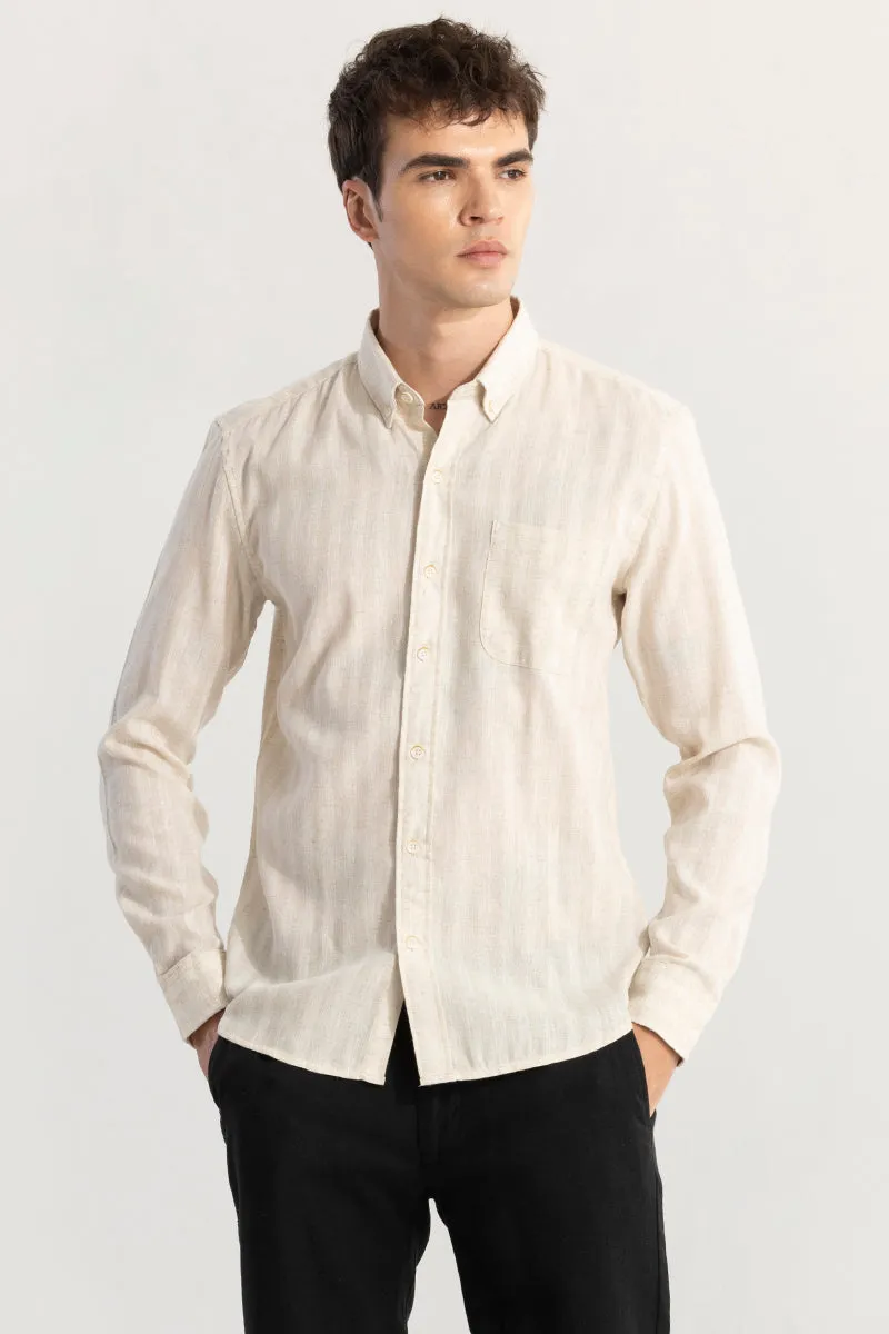 SlimStripe Beige Linen Shirt