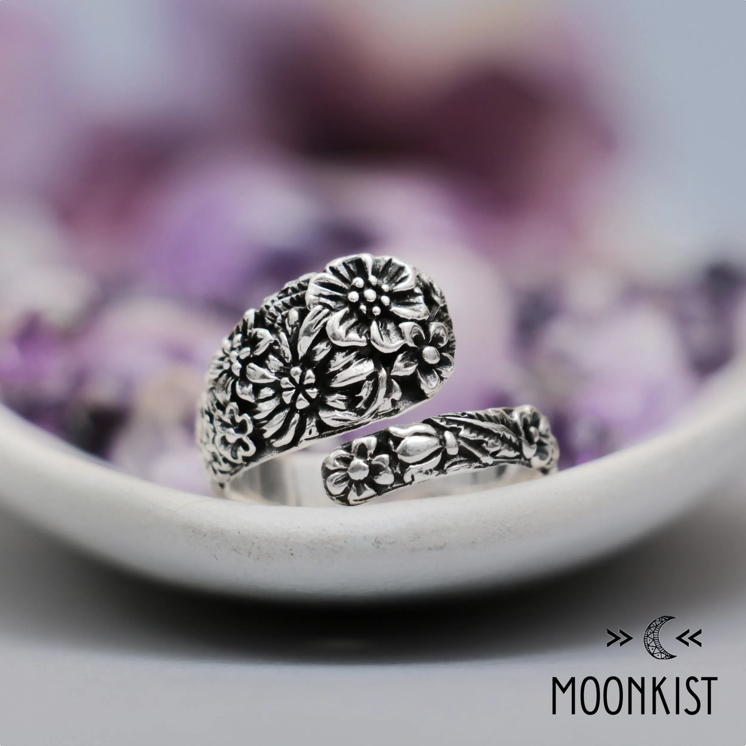 Sterling Silver Floral Spoon Ring | Moonkist Designs