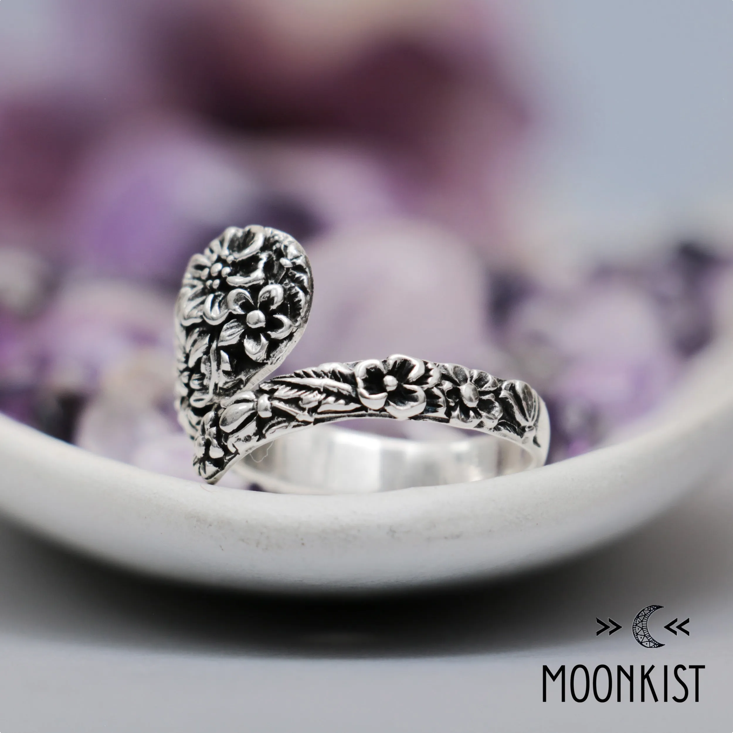 Sterling Silver Floral Spoon Ring | Moonkist Designs