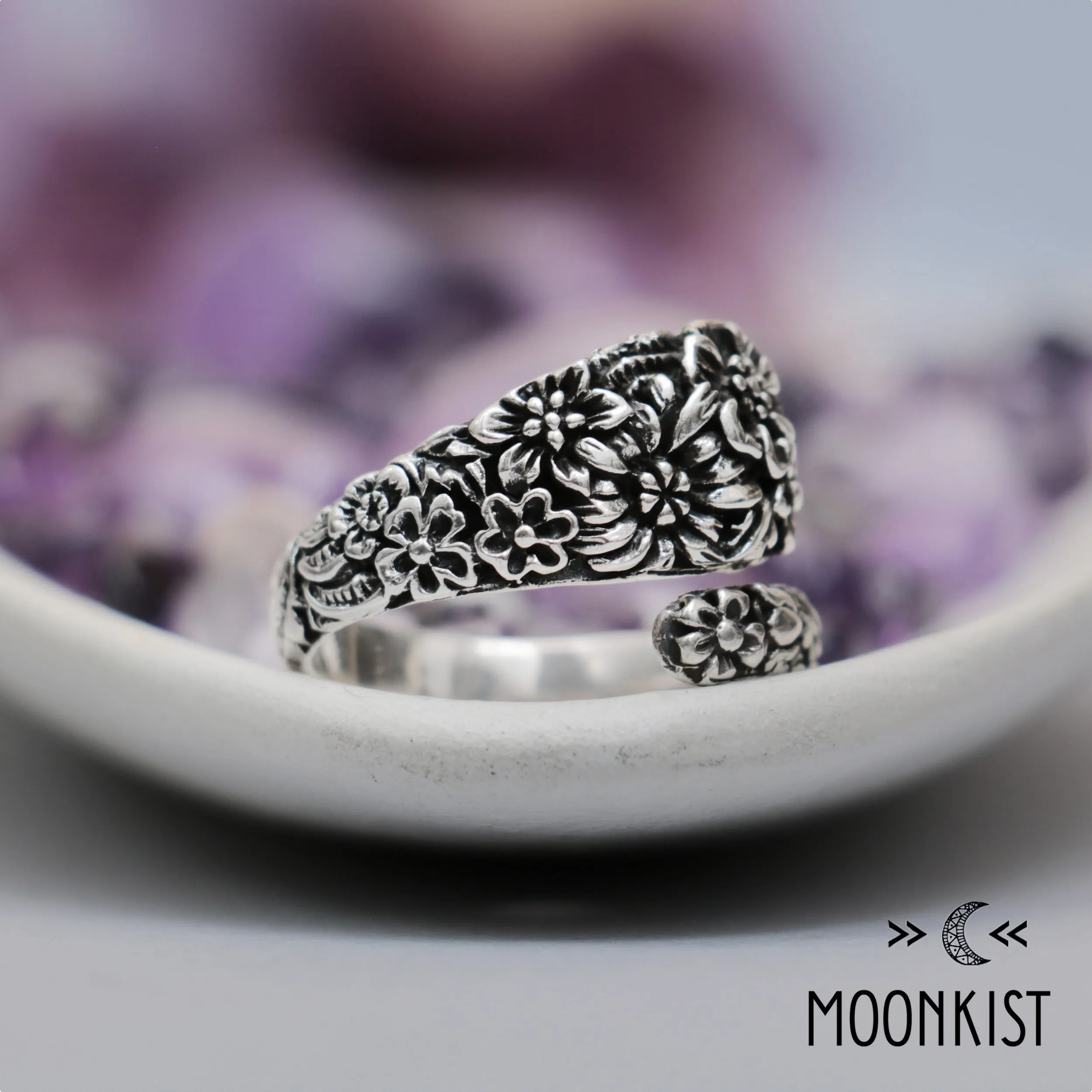 Sterling Silver Floral Spoon Ring | Moonkist Designs