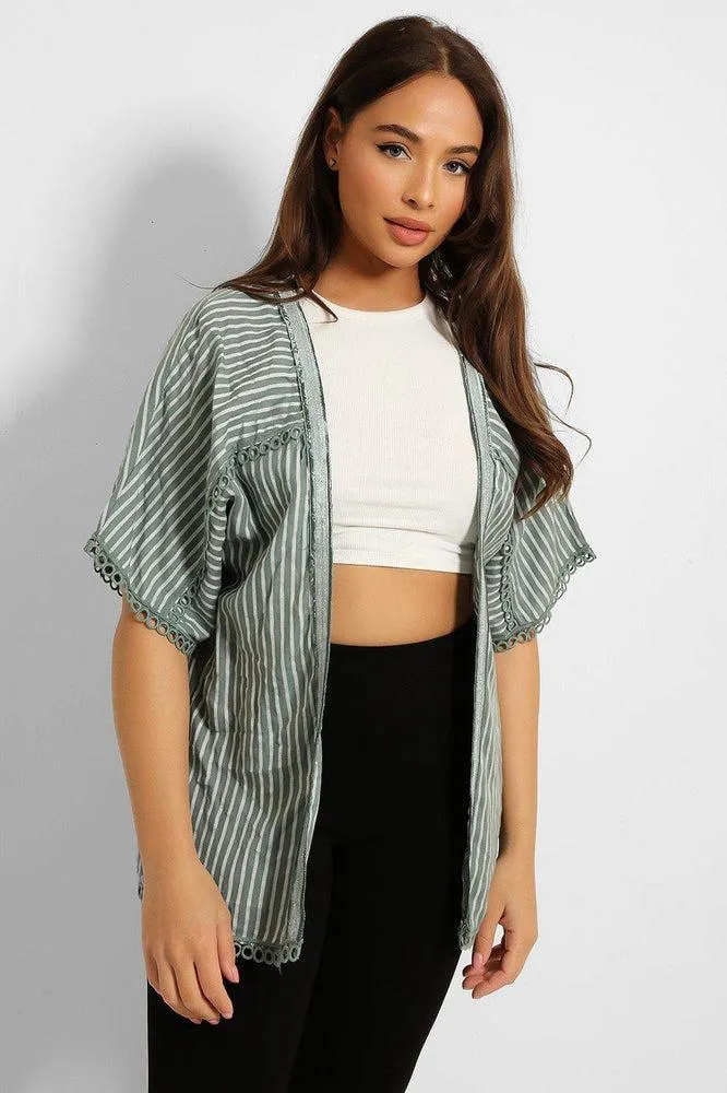 Stripy Crochet Hem Blouse