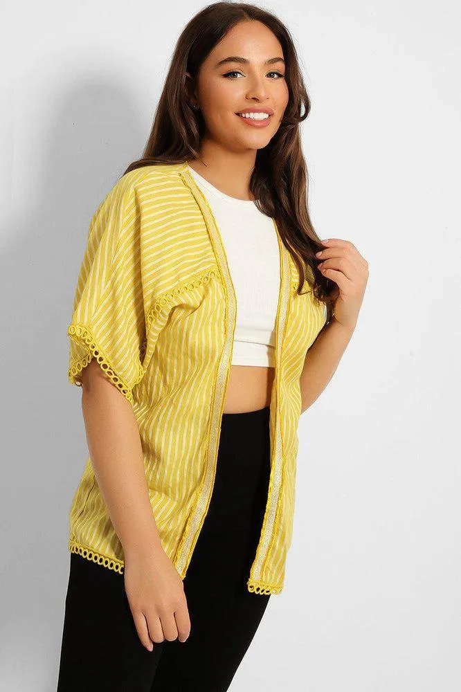 Stripy Crochet Hem Blouse