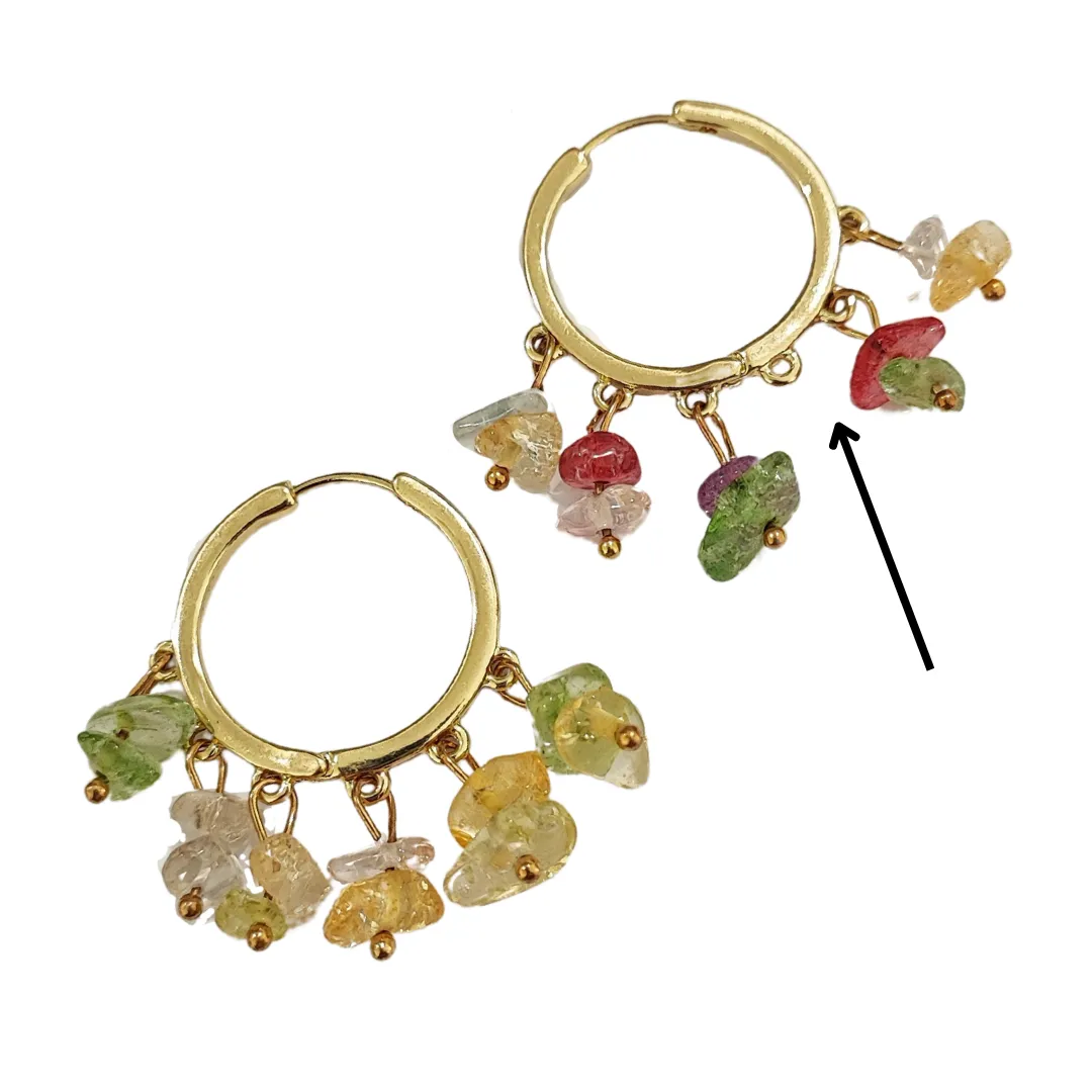 Summer Multicolored Stones Gold Hoops - Sample