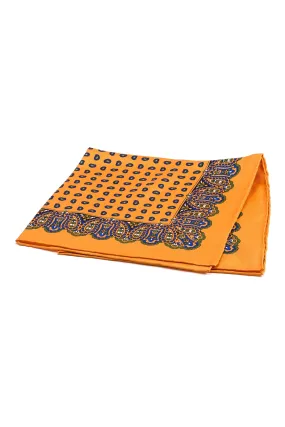 Sunflower Orange Small & Large Paisley Silk Pocket Square