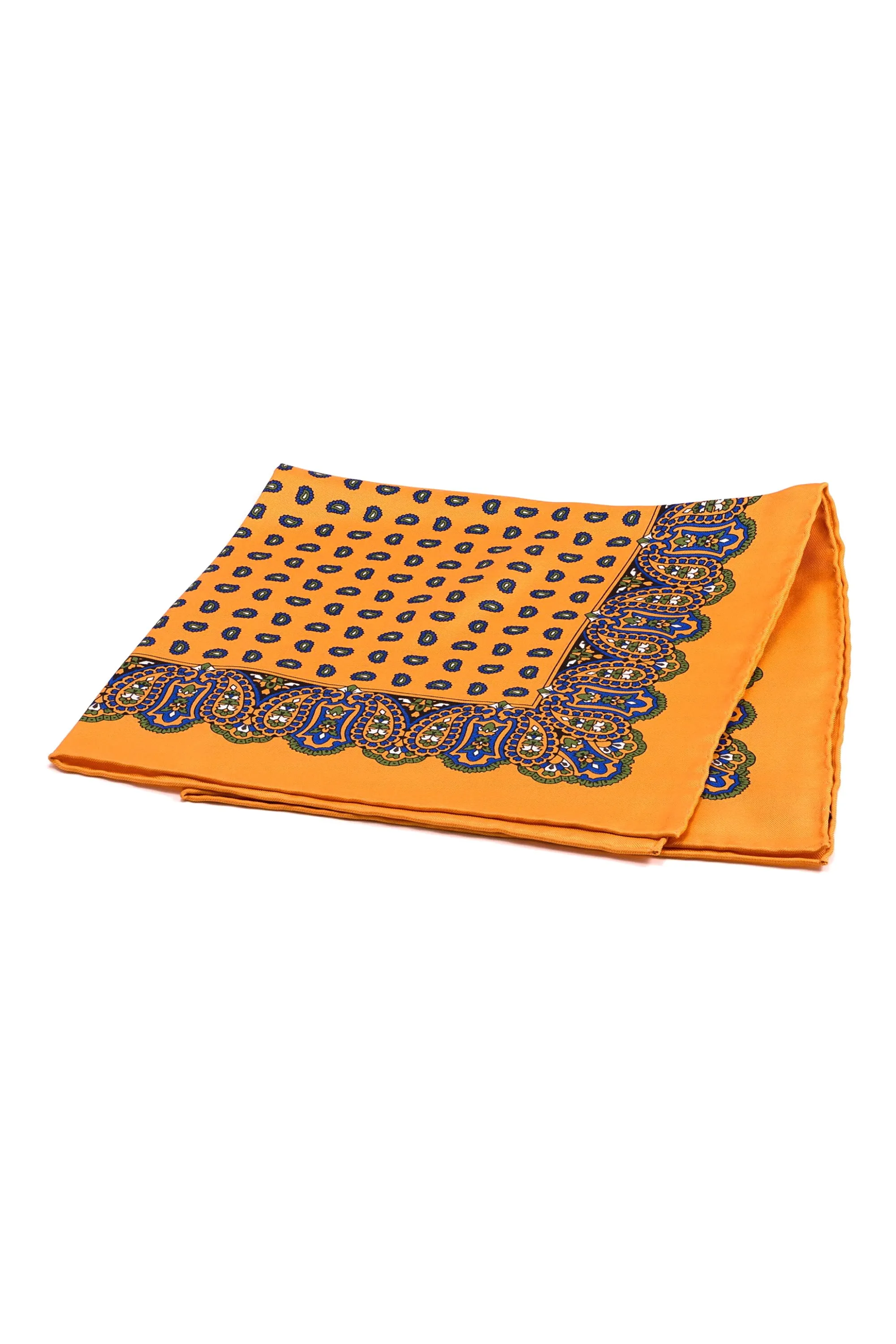 Sunflower Orange Small & Large Paisley Silk Pocket Square