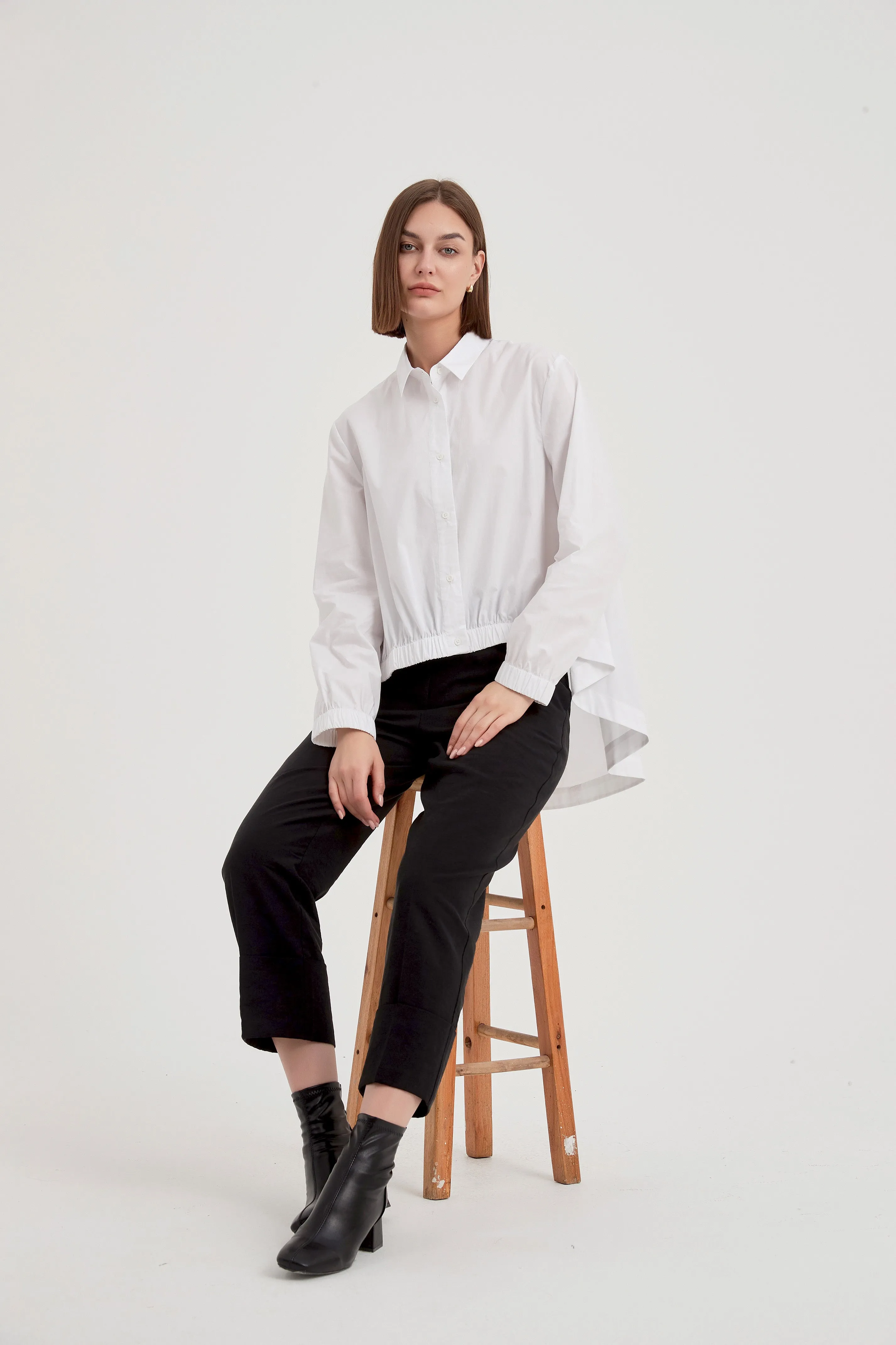 Tirelli - Elastic Front Hem Shirt - White