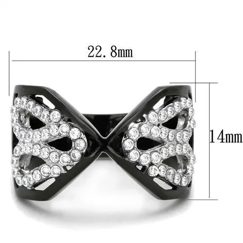 TK1644 Two-Tone IP Black Stainless Steel Ring with AAA Grade CZ in Clear