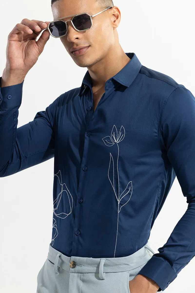 Tulipa Embroidered Navy Shirt