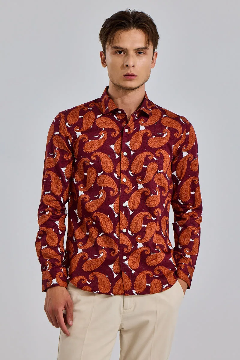 Vibrant Paisley Red Shirt