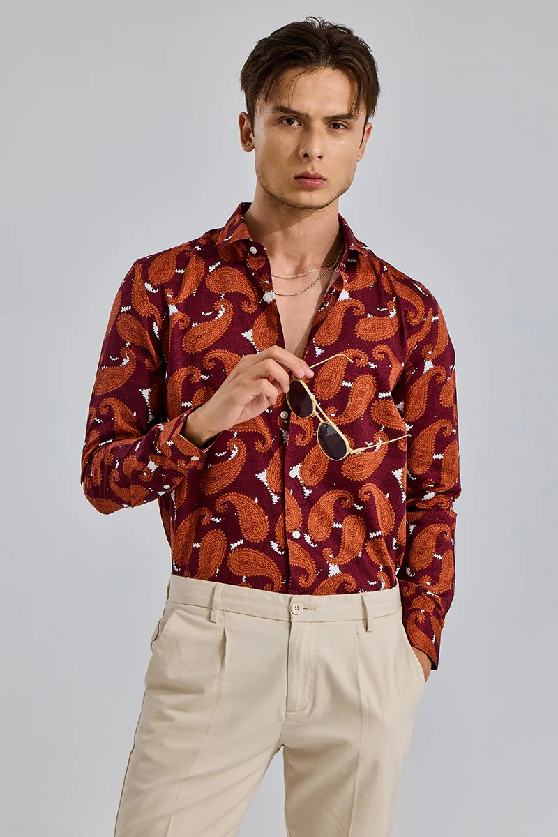 Vibrant Paisley Red Shirt