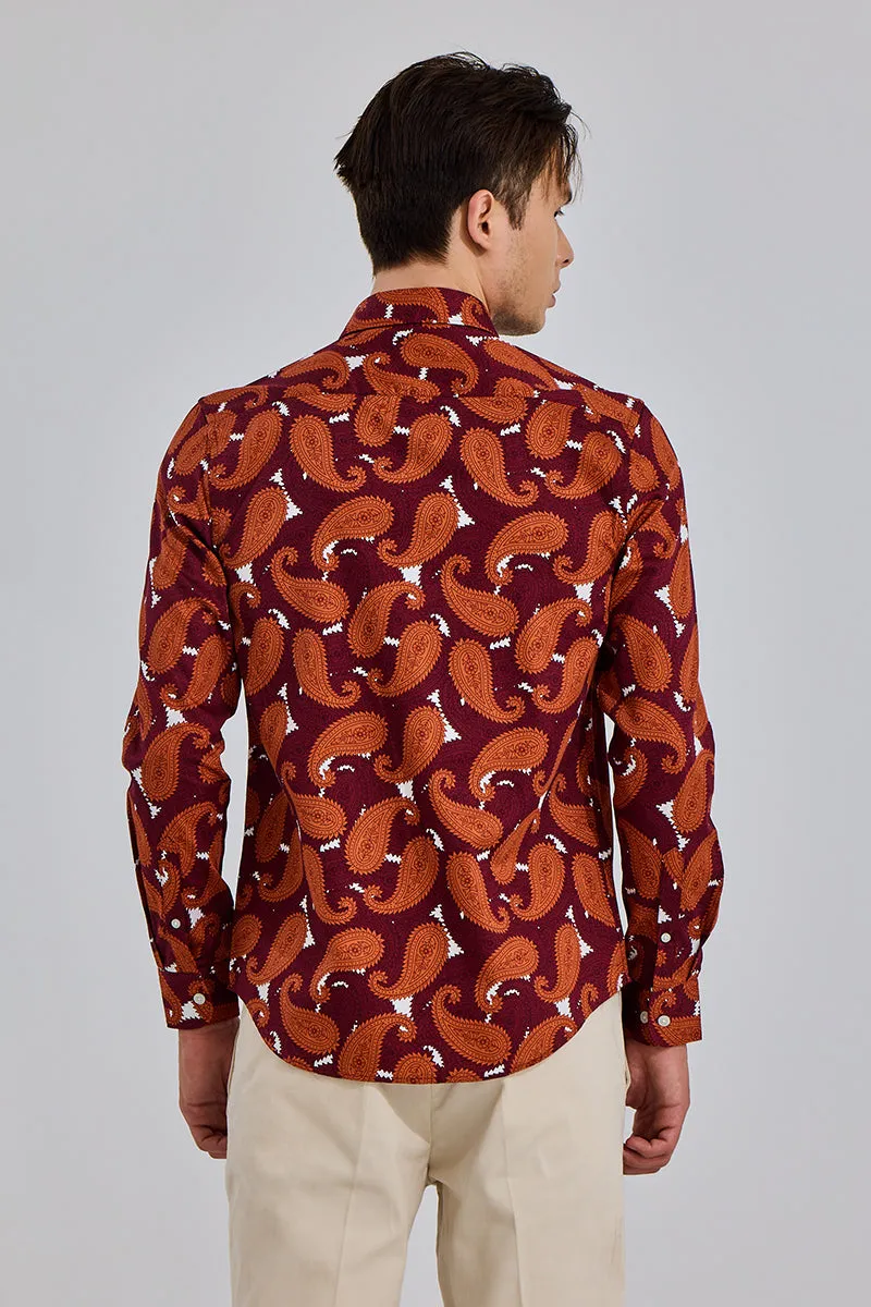 Vibrant Paisley Red Shirt