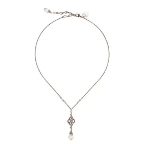 Victorian Style Silver and Glass Crystal Pendant Necklace