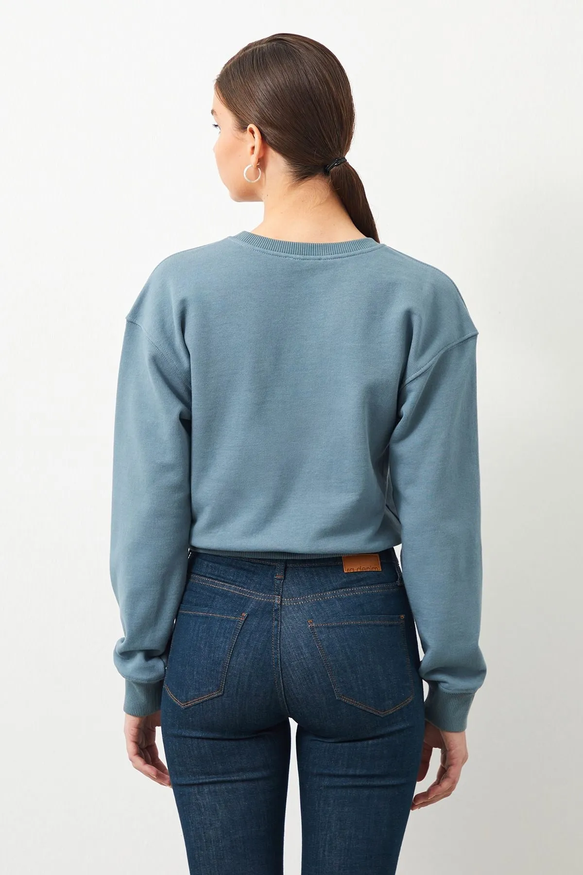 Vita Crop Oversize Blue Women's Sweatshirt