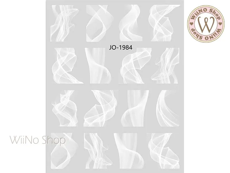 White Smoke Adhesive Nail Art Sticker - 1 pc (JO-1982)