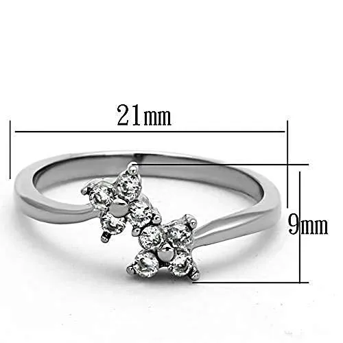 WildKlass Stainless Steel Flower Ring High Polished (no Plating) Women AAA Grade CZ Clear