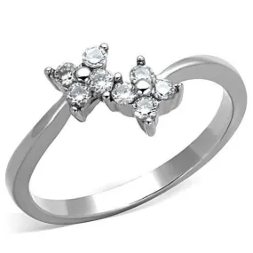 WildKlass Stainless Steel Flower Ring High Polished (no Plating) Women AAA Grade CZ Clear