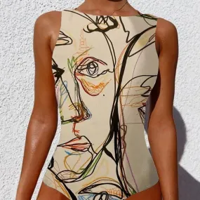 Winona Elegant Luxe Abstract Print One-Piece Swimsuit