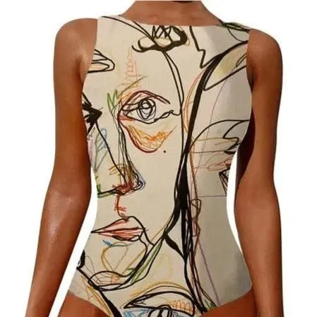 Winona Elegant Luxe Abstract Print One-Piece Swimsuit