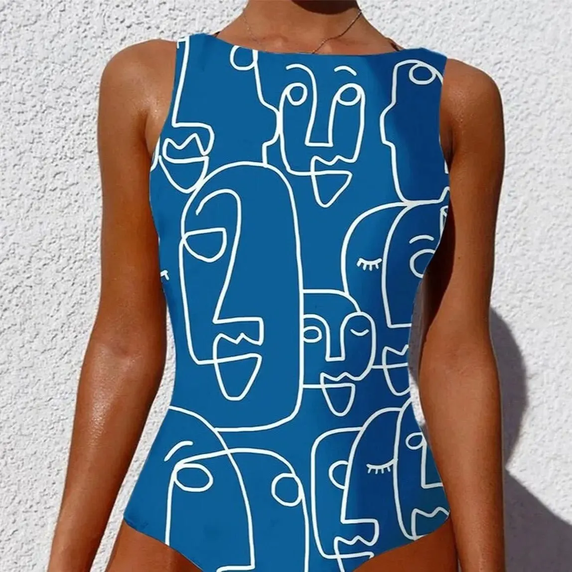 Winona Elegant Luxe Abstract Print One-Piece Swimsuit