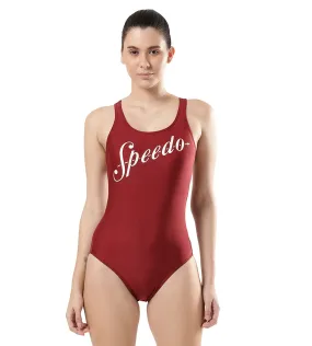 Women's Heritage Logo Racerback One Piece Swimwear - Oxblood & White