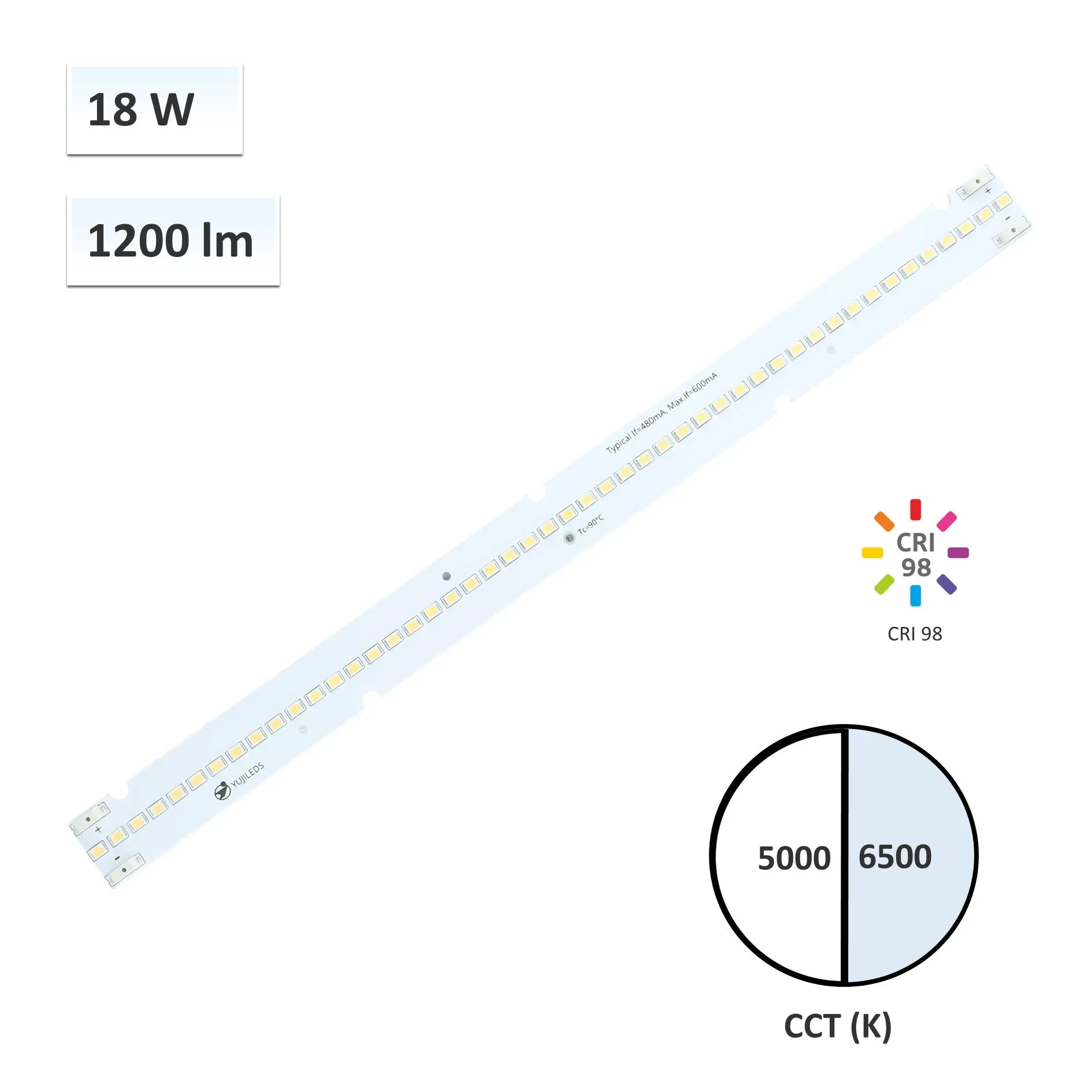 YUJILEDS CRI 98 18W 2835MX Constant Current LED Linear Module - 10pcs