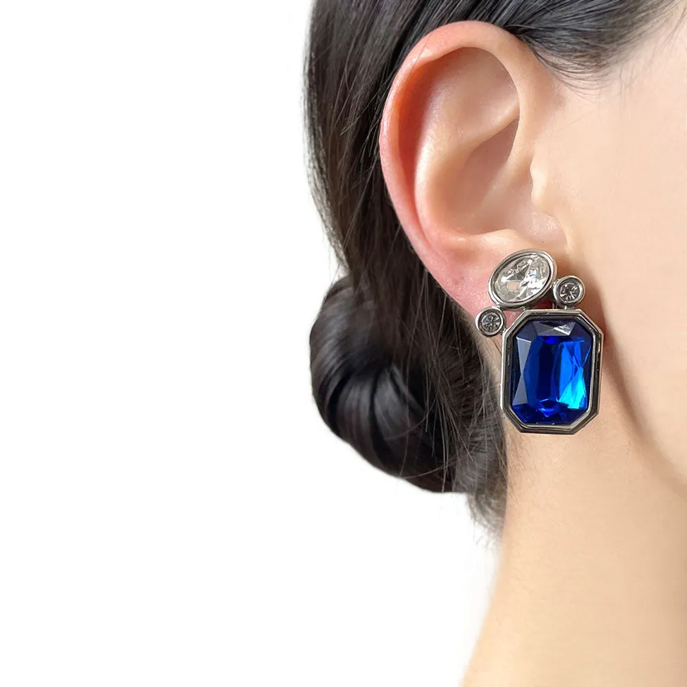 【カナダ輸入】ヴィンテージ PARK LANE ロイヤルブルー ビジュー イヤリング/Vintage PARK LANE Royal Blue Bijou Clip On Earrings