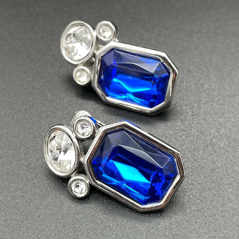 【カナダ輸入】ヴィンテージ PARK LANE ロイヤルブルー ビジュー イヤリング/Vintage PARK LANE Royal Blue Bijou Clip On Earrings