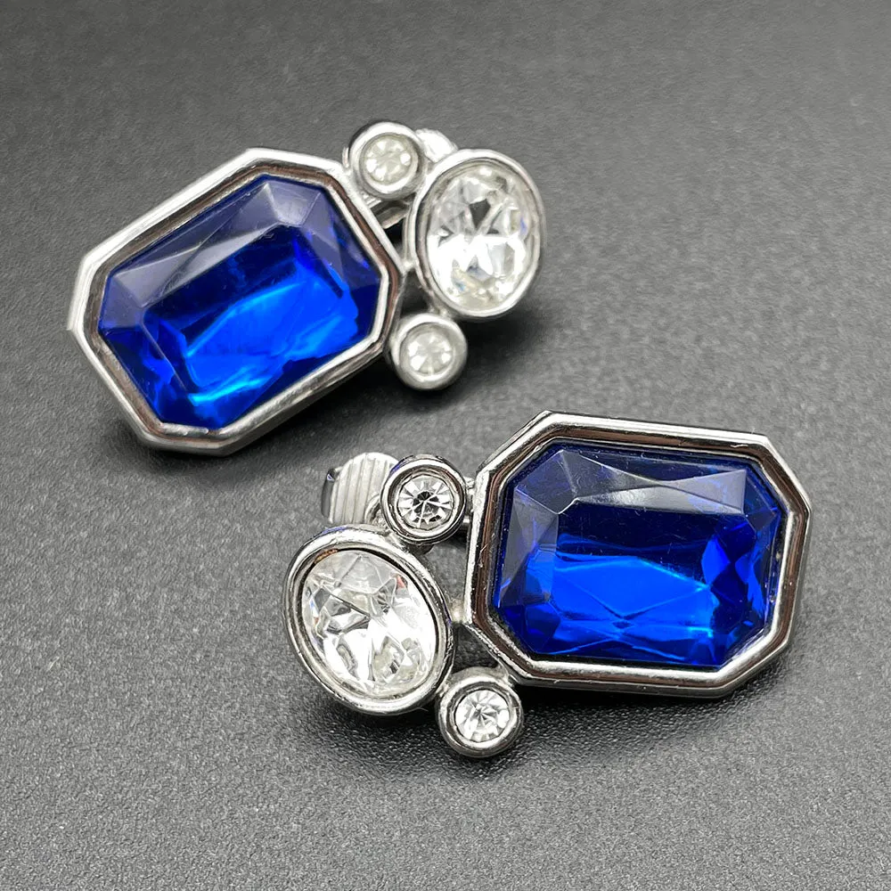 【カナダ輸入】ヴィンテージ PARK LANE ロイヤルブルー ビジュー イヤリング/Vintage PARK LANE Royal Blue Bijou Clip On Earrings